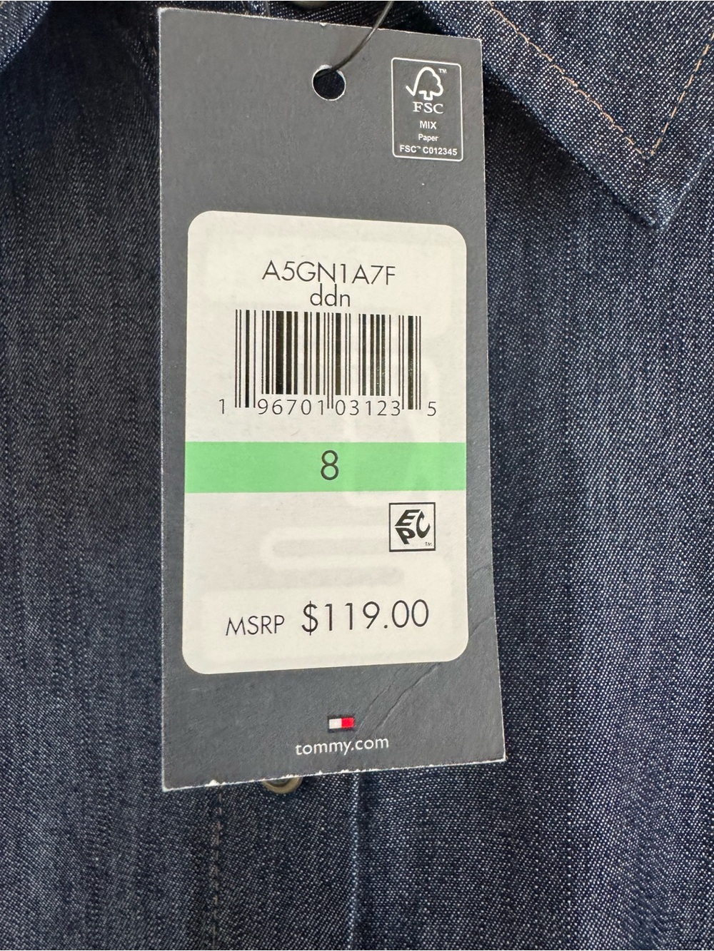Dark Indigo Denim Shirt Dress by Tommy Hilfiger - Picture 3 of 6